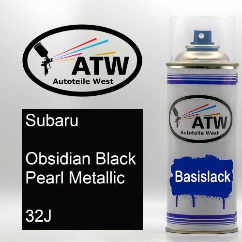 Subaru, Obsidian Black Pearl Metallic, 32J: 400ml Sprühdose, von ATW Autoteile West.